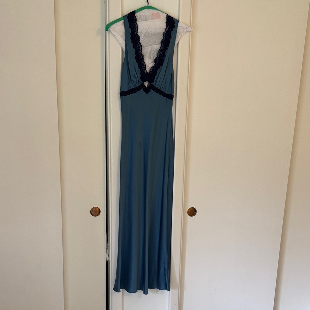 Reformation Two Tone Blue Lace Slip Maxi Dress